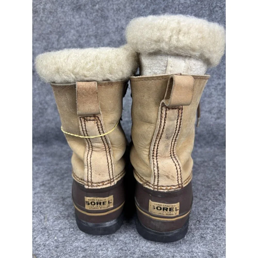 VNTG Sorel Boots Womens 8 Brown Tan Duck Alpine Shearling Lined‎ Snow Winter 90s